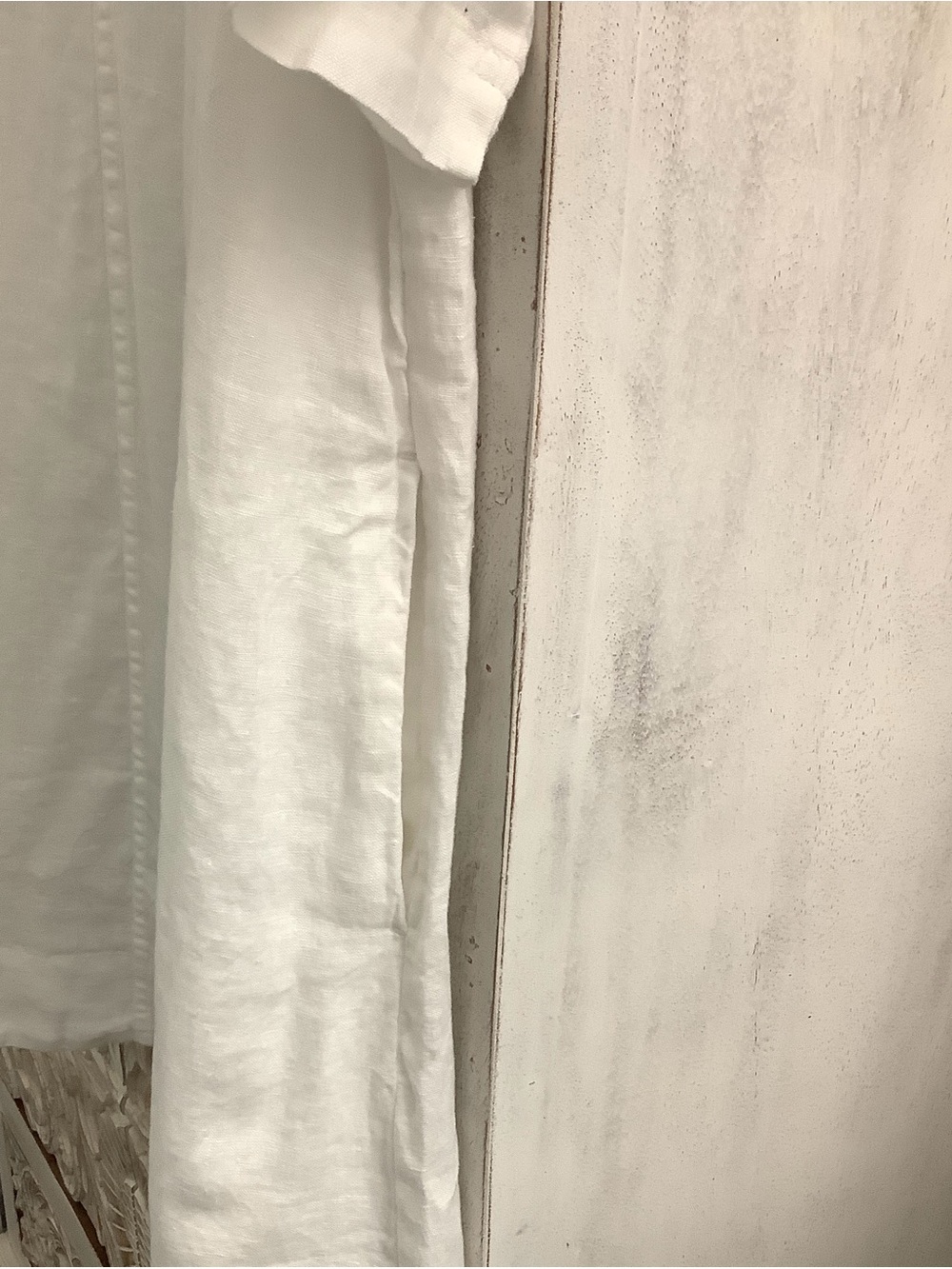 Quince White Linen Short-Sleeve Button Down popover dress. - Picture 4 of 5